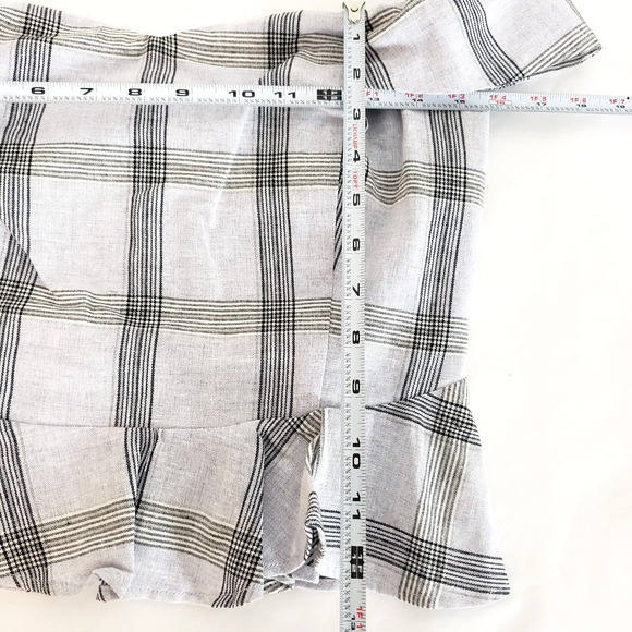 NEW!! Chriselle X J.O.A. SIZE M Off The Shoulder Plaid Gray Blue Blouse Top - Picture 12 of 14